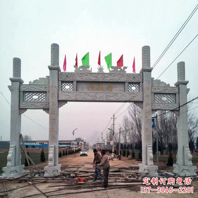 益阳传承古老石牌坊雕塑