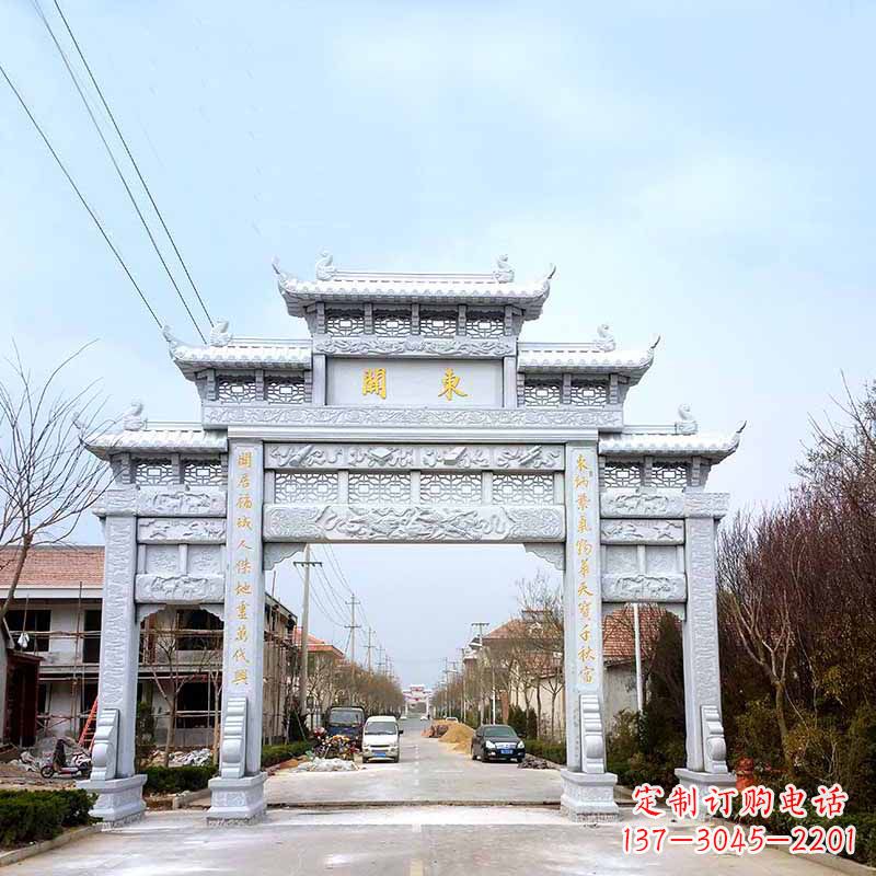 益阳传承古风——村镇三门石牌坊雕塑