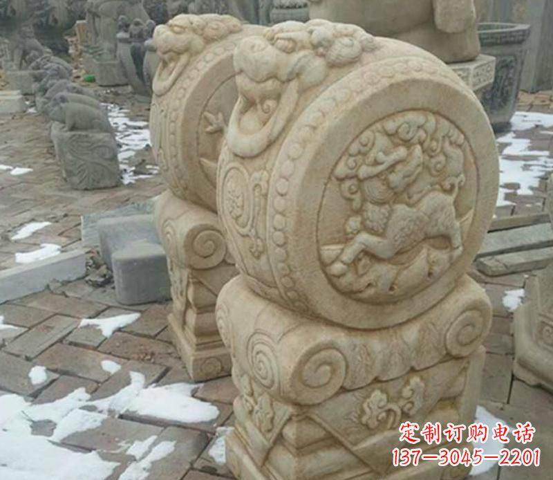 益阳大理石抱鼓公园门墩雕塑——精美雕刻展现灵动之美