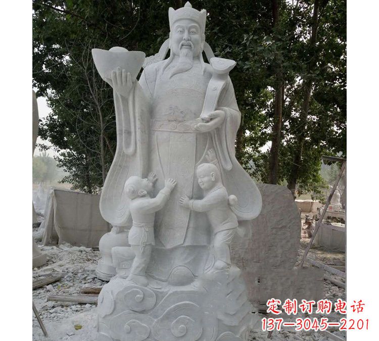 益阳大理石财神雕塑——守护家庭繁荣