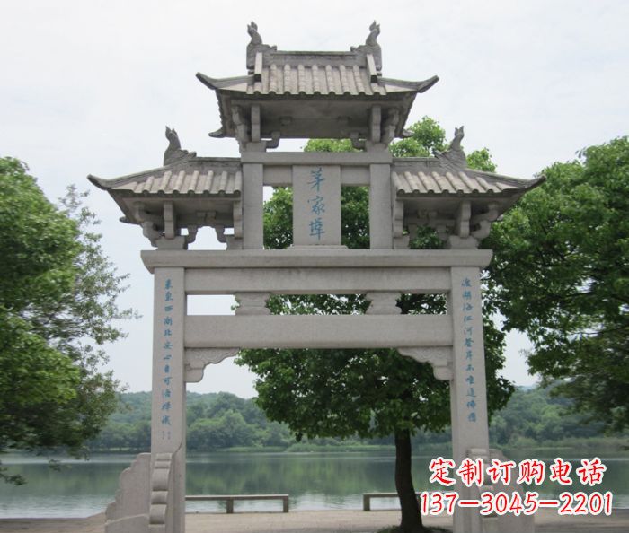 益阳大理石单门牌楼雕塑精美的艺术瑰宝