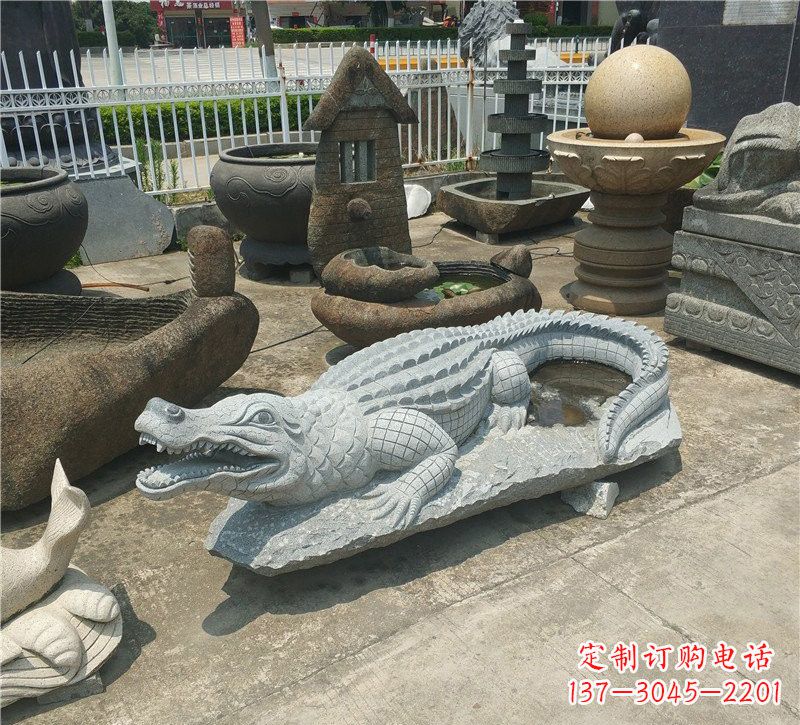 益阳动物雕塑大理石鳄鱼