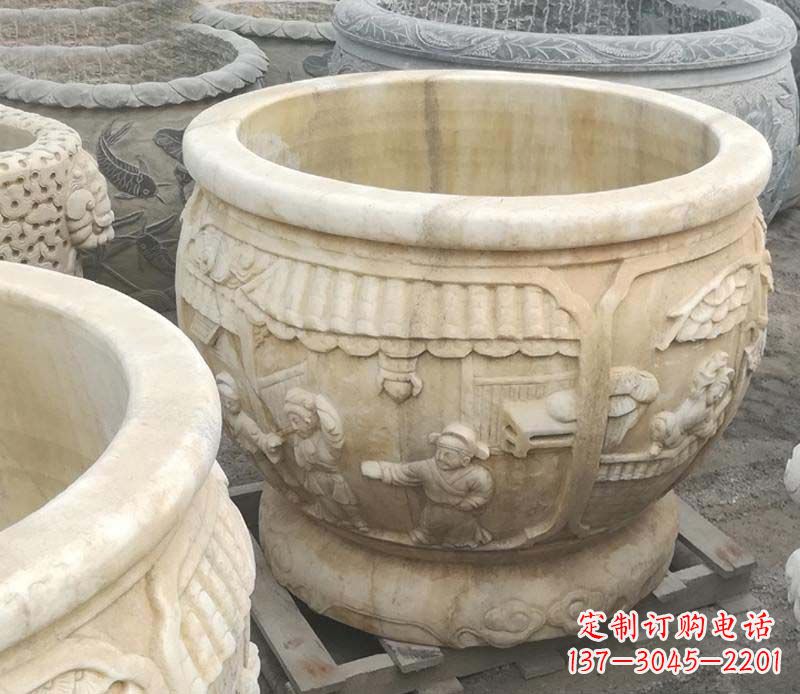 益阳雕刻精美的大理石儿童水缸