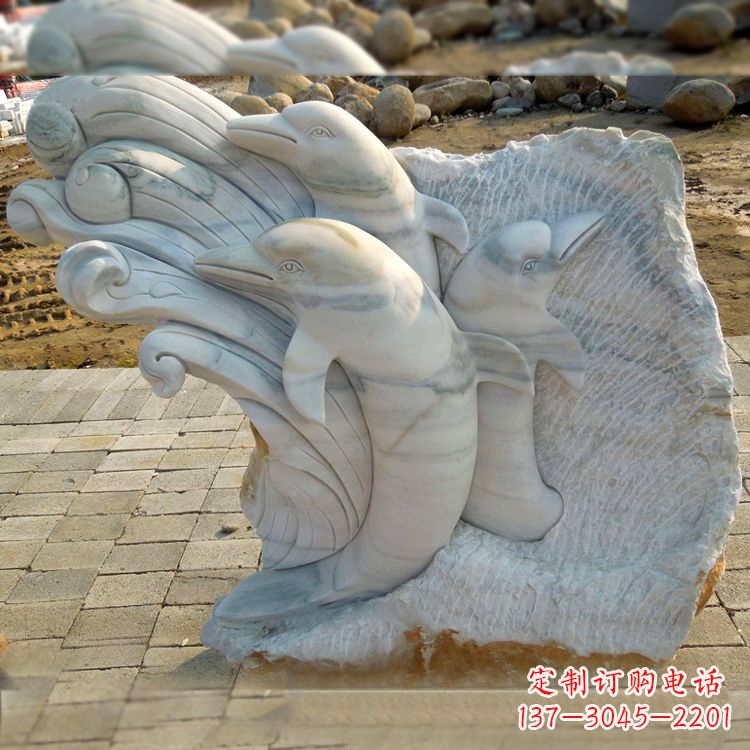 益阳海豚雕塑以大理石精美绝伦