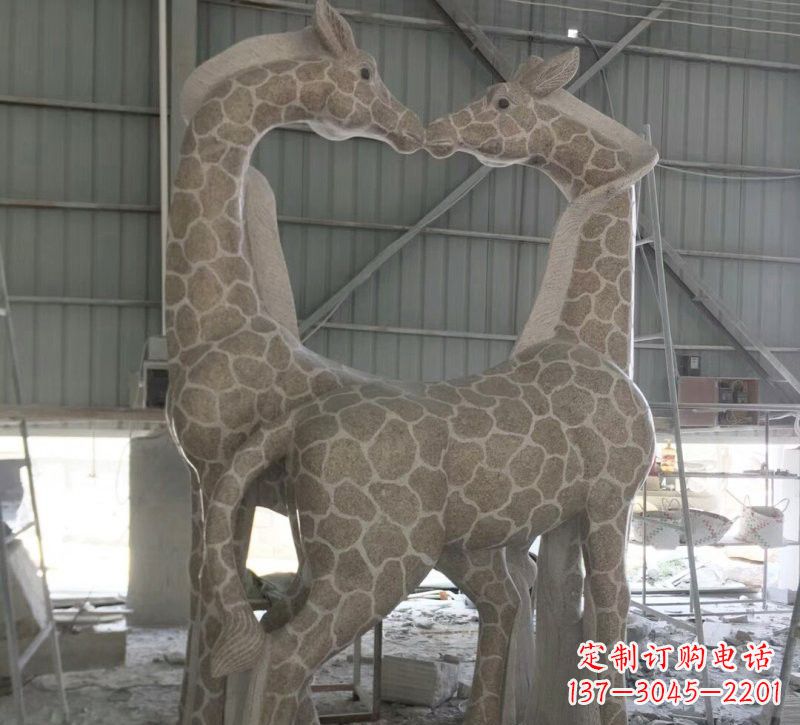益阳大理石艺术精美长颈鹿雕塑
