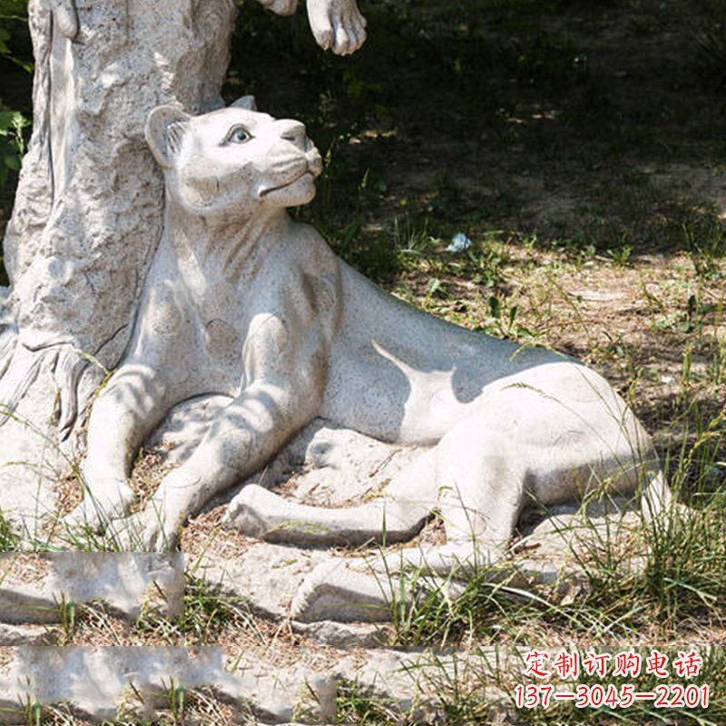 益阳风采灵动的大理石金钱豹雕塑