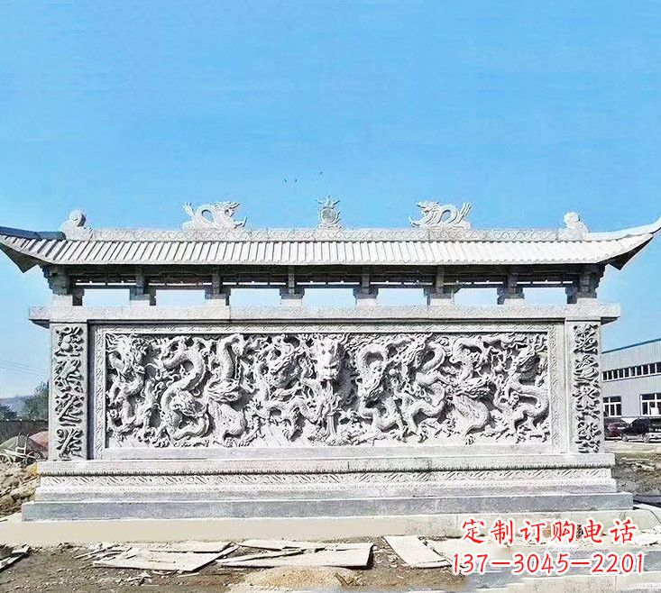 益阳精美大理石九龙壁雕塑