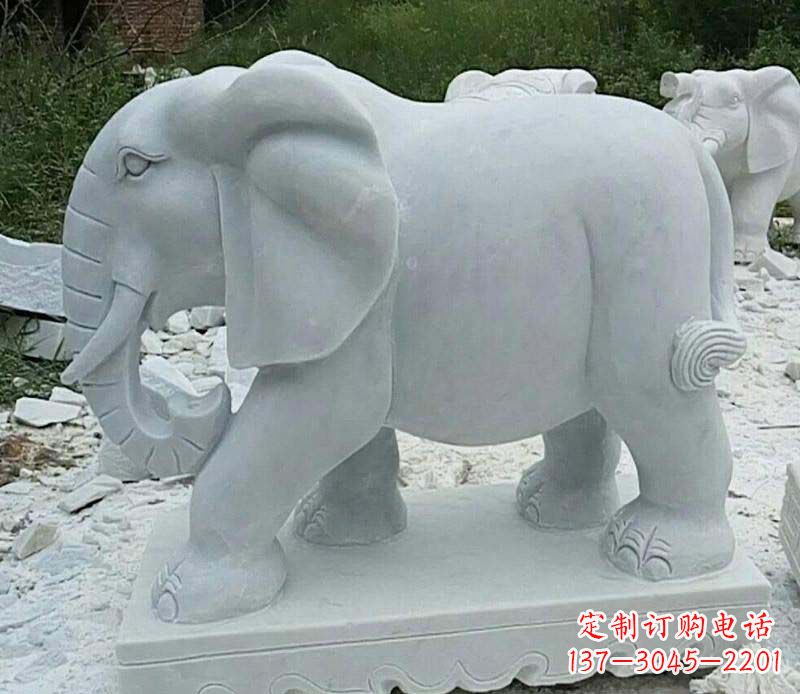 益阳精雕细琢的大理石大象雕塑