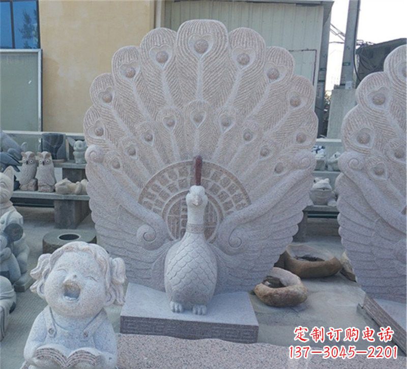 益阳大理石孔雀开屏石雕