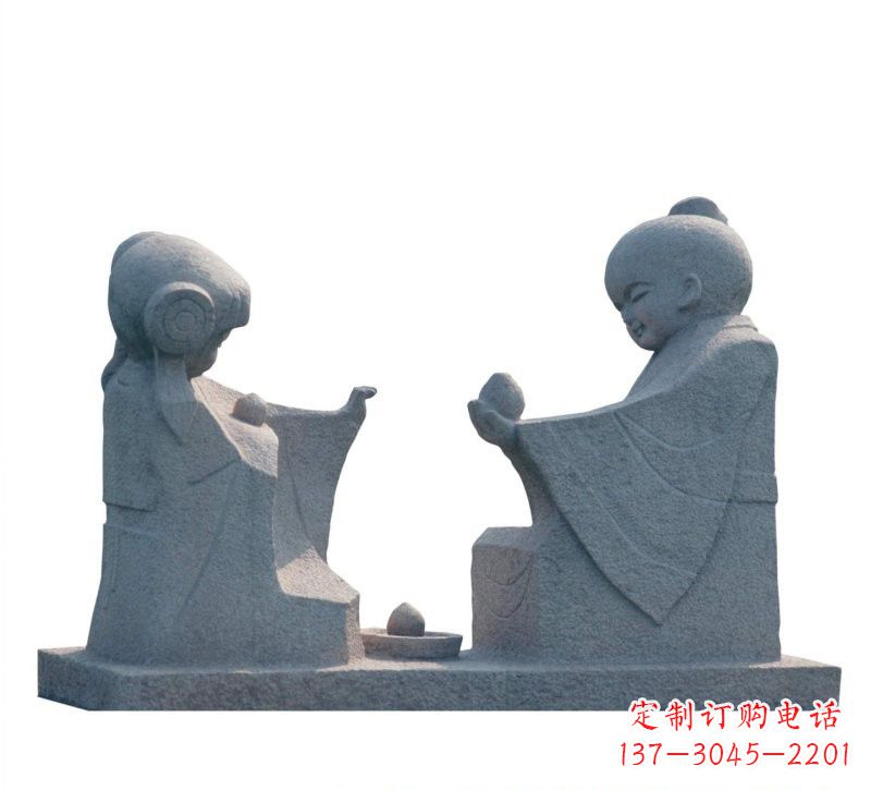 益阳传统风情——大理石孔融让梨雕塑