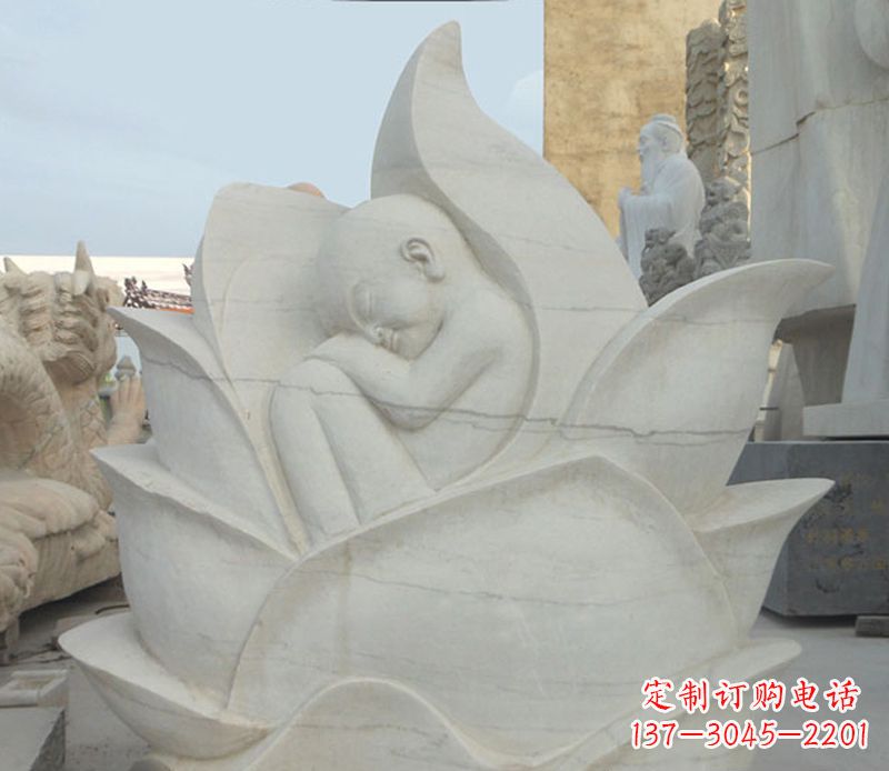益阳精美大理石莲花婴儿石雕
