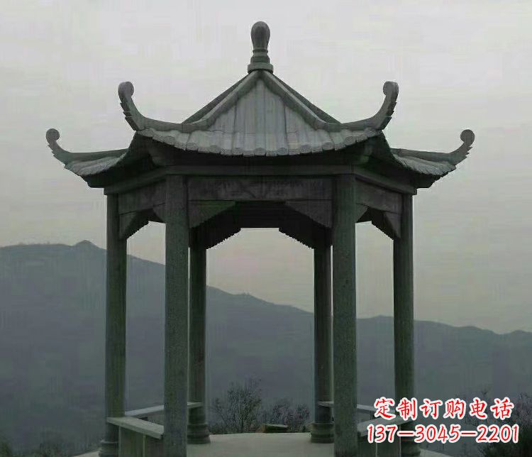 益阳考究工艺,奢华大理石六角凉亭雕塑