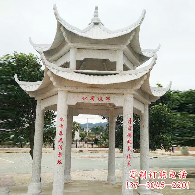 益阳大理石凉亭双层雕塑