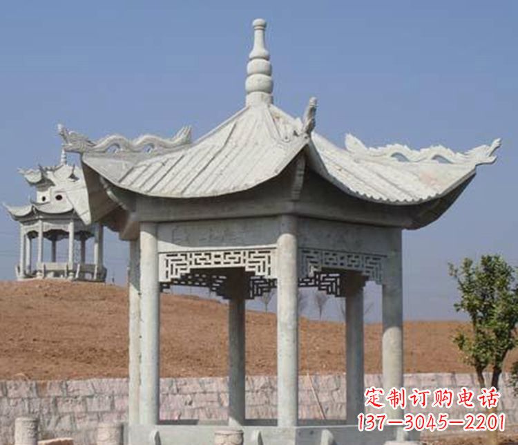 益阳精美大理石六角凉亭石雕