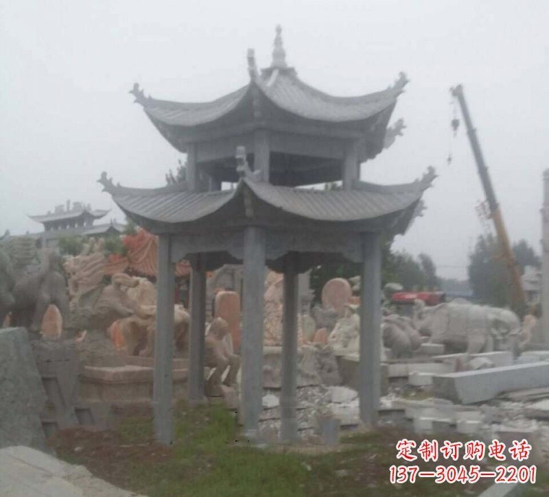 益阳大理石六角凉亭石雕,精美绝伦