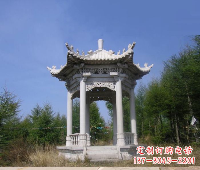 益阳精美大理石六角石凉亭雕塑