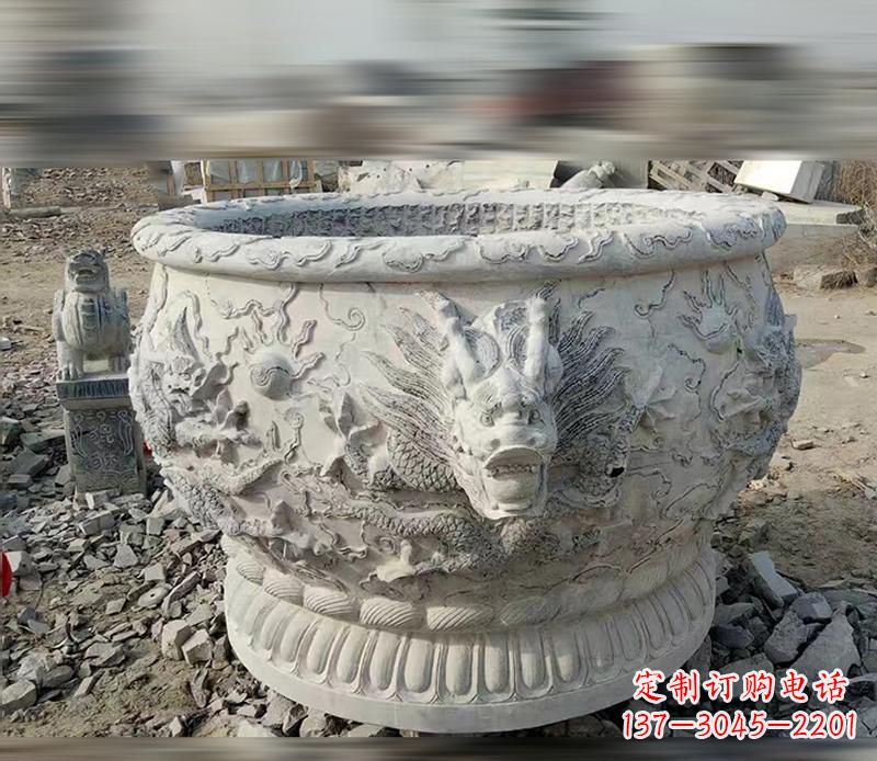 益阳大理石龙浮雕水缸精美精致,让您的家居生活更加有意义