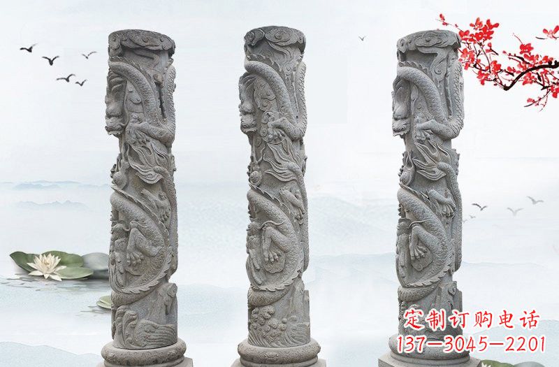 益阳精美大理石龙柱雕塑