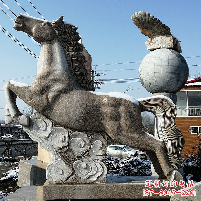 益阳大理石马踏祥云雕塑