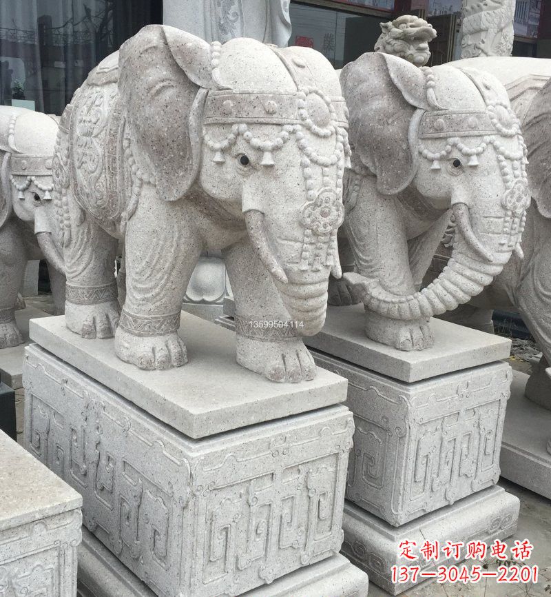 益阳精美绝伦的大理石门口大象雕塑