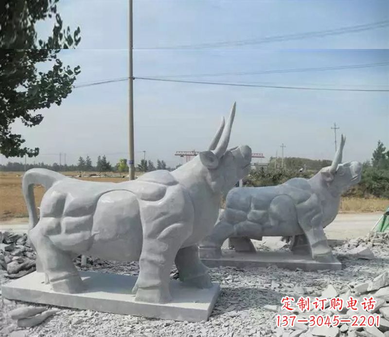 益阳大理石多角度牛雕塑