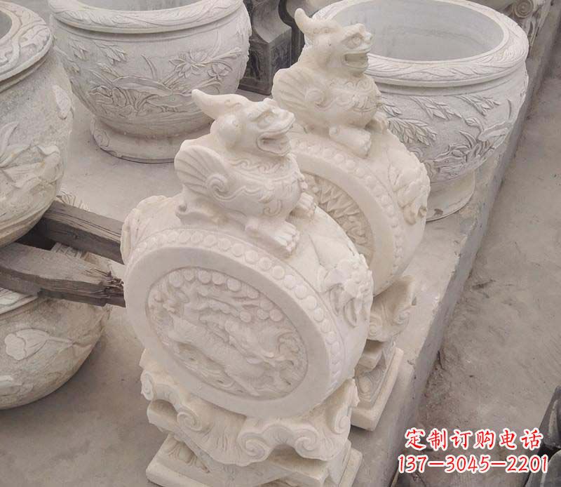 益阳大理石貔貅抱鼓石雕塑
