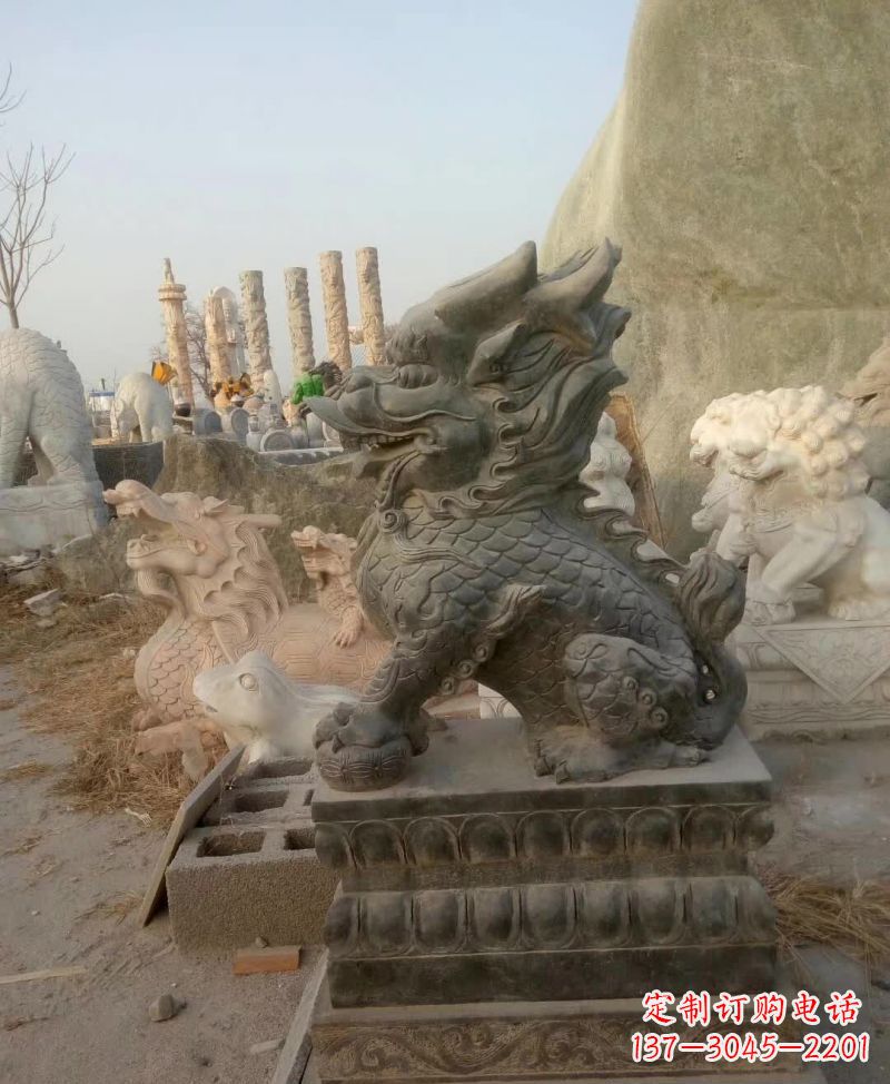 益阳新中式麒麟雕塑,精美细腻,艺术品级别