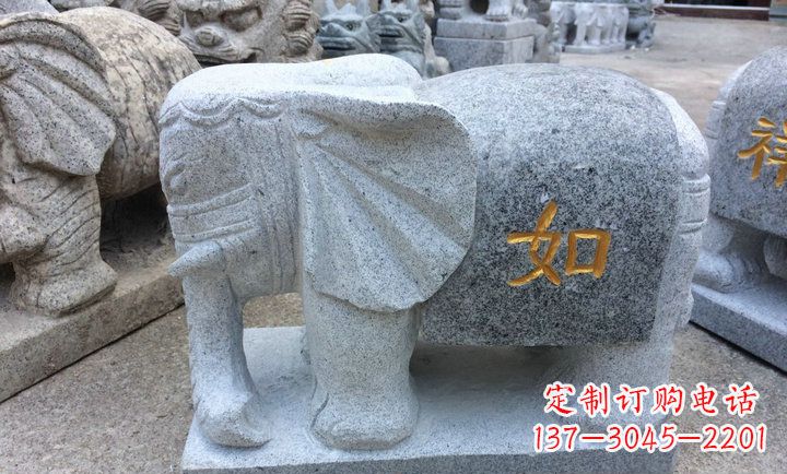 益阳精美大理石石象雕塑