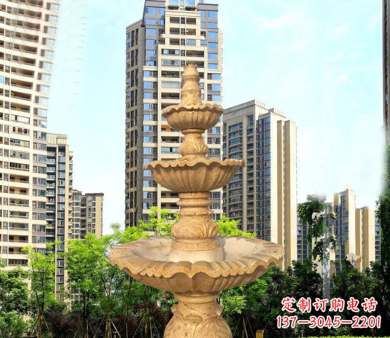 益阳大理石三层喷泉公园石雕 (2)