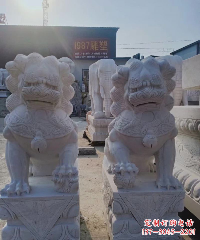 益阳大理石狮子雕塑,象征威严