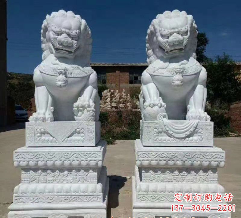 益阳大理石狮子石雕,雕塑定制精美狮子