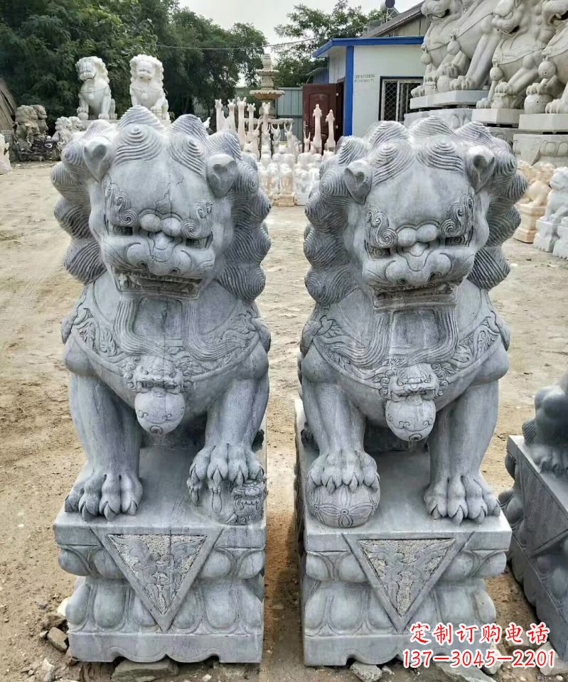益阳传统工艺精雕大理石狮子石雕塑