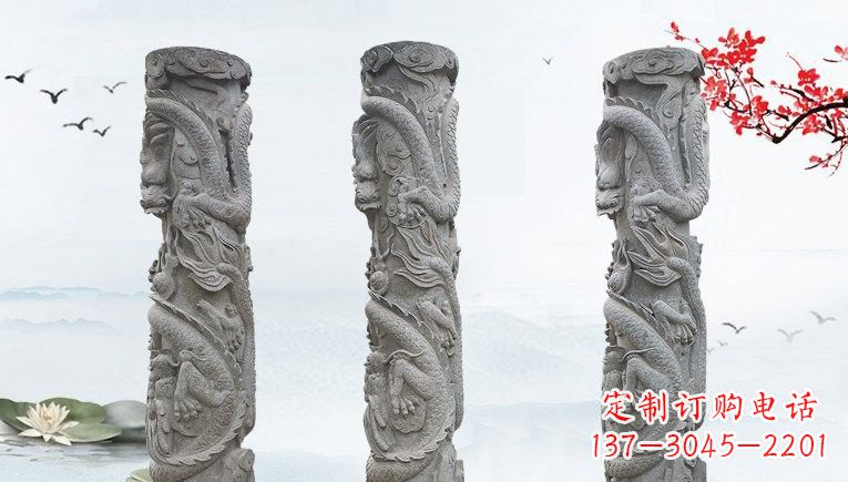 益阳精美大理石龙柱雕塑