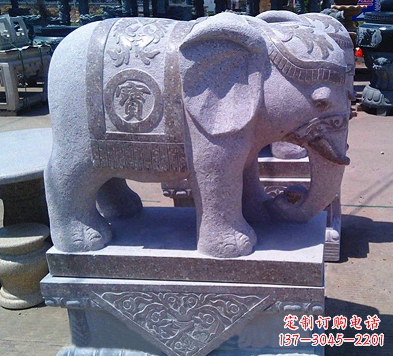 益阳大理石石雕招财进宝大象,传递招财进宝的吉祥祝福