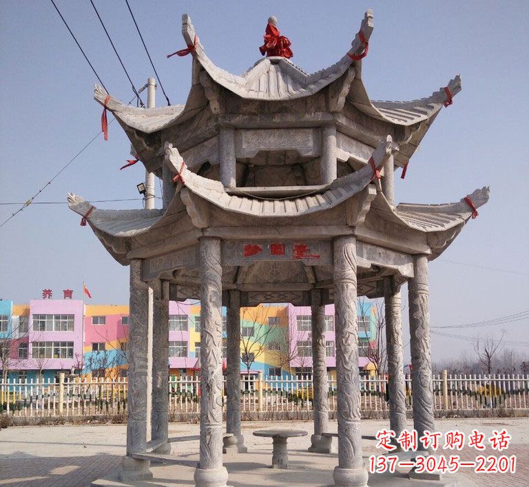 益阳大理石双层八角凉亭雕塑
