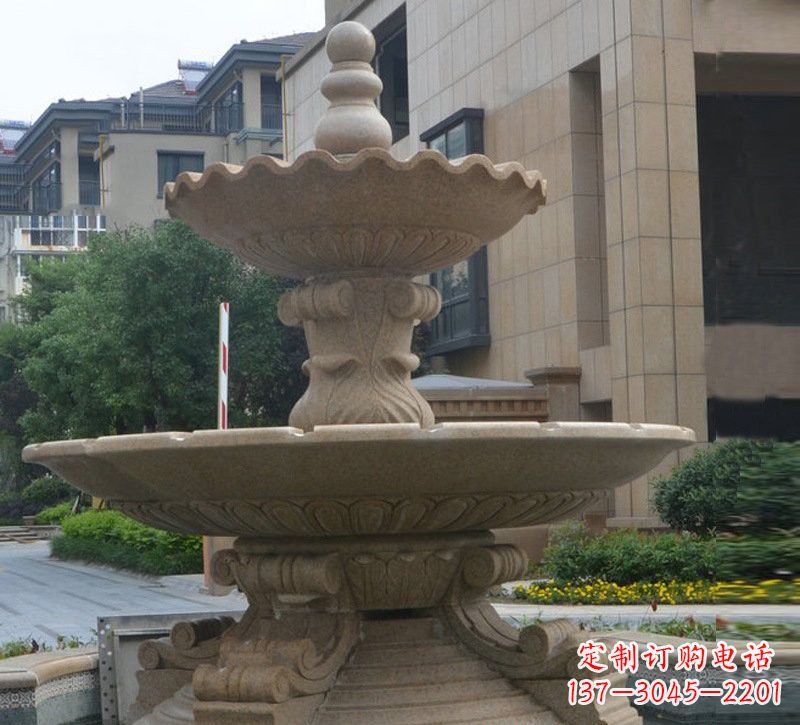 益阳简约双层大理石喷泉雕塑
