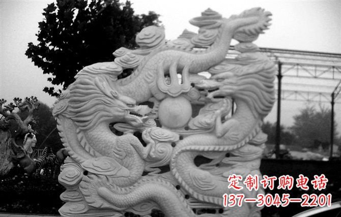 益阳精美大理石双龙雕塑