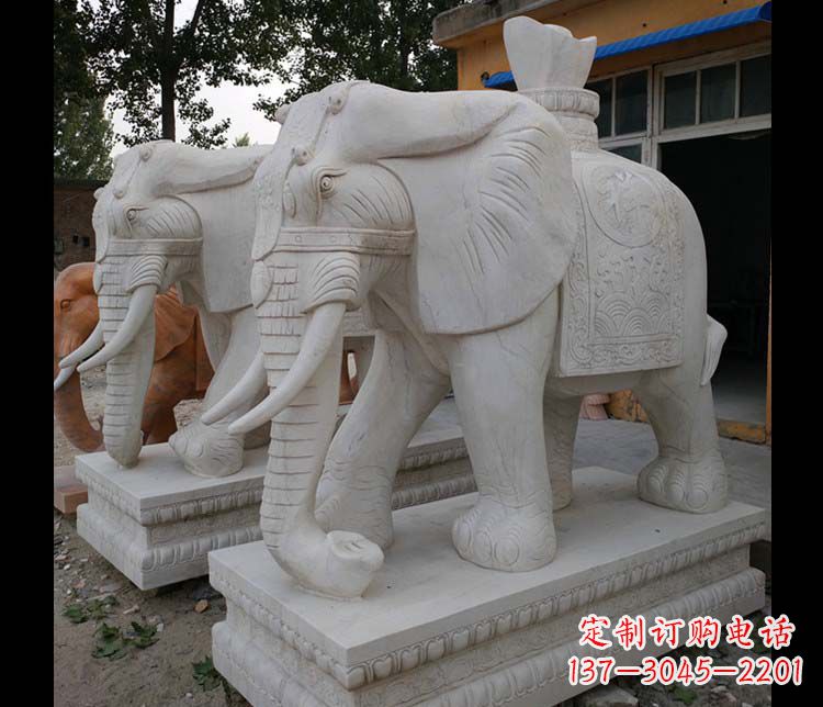益阳大理石大象雕塑,招财进宝