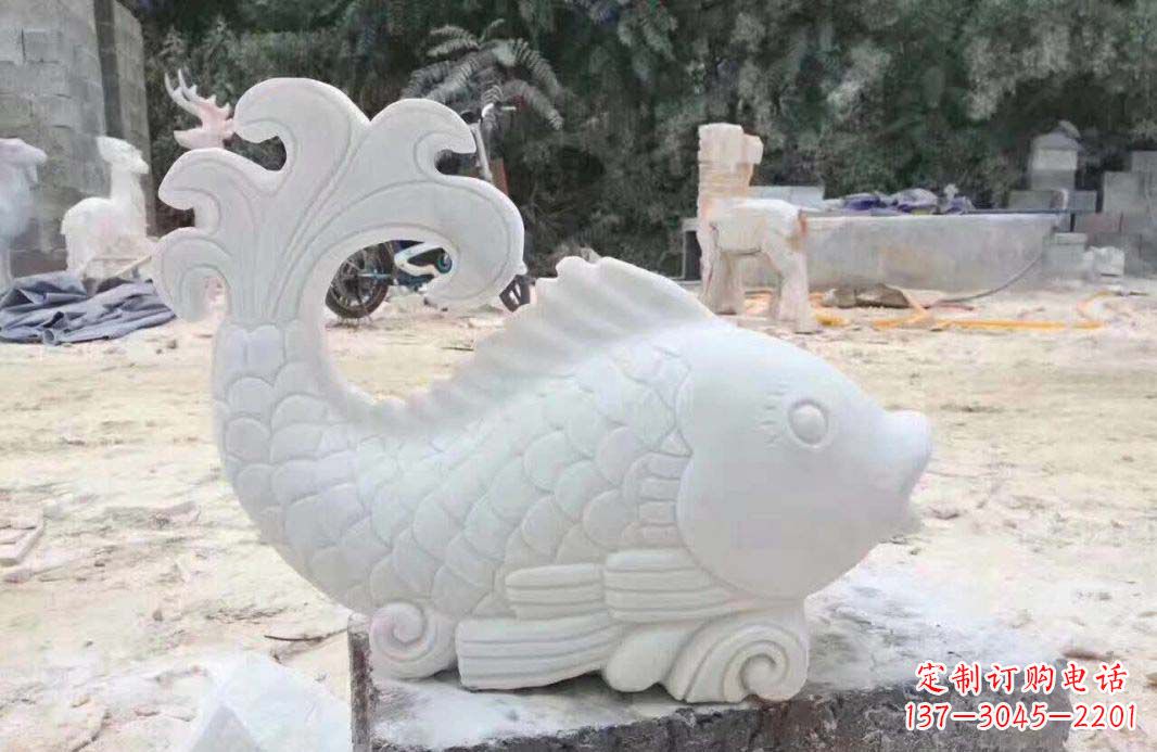 益阳大理石鱼喷泉雕塑装置