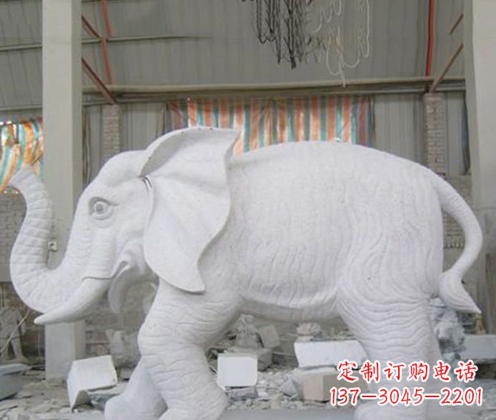 益阳象征财富的大理石招财大象雕塑