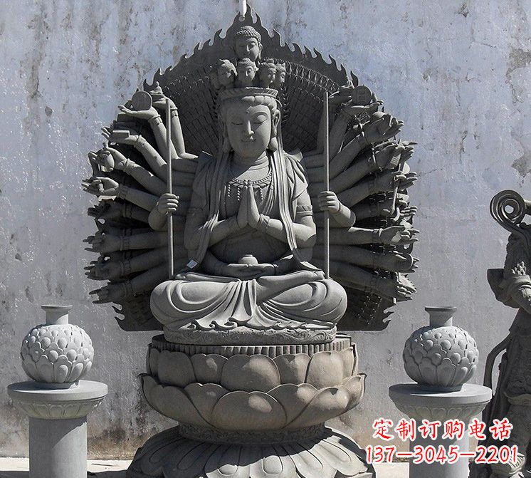 益阳宗教庙宇千手观音大理石雕塑