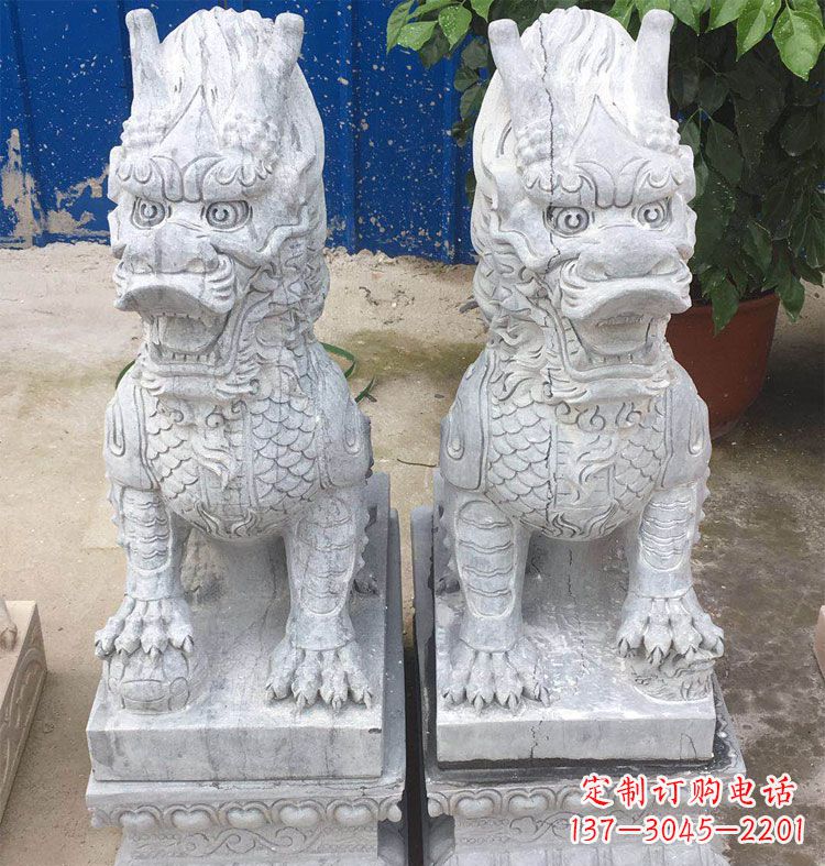 益阳大理石风格麒麟门口石雕