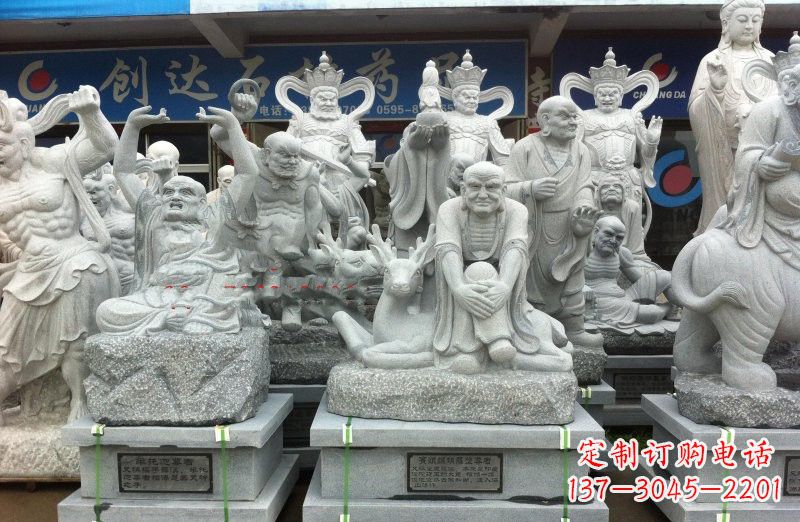 益阳大理石坐式罗汉禅修雕塑