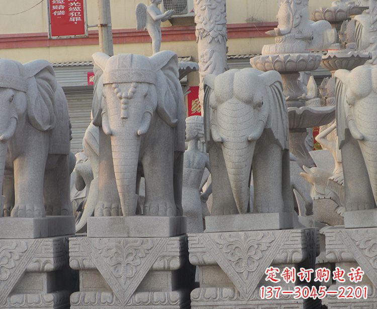 益阳大象石柱雕塑