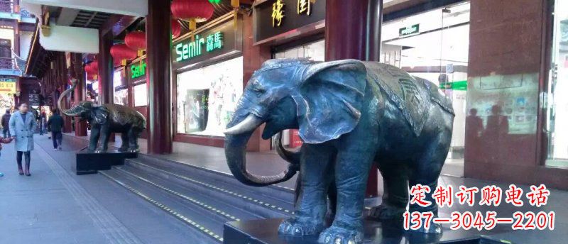 益阳大象铜雕企业门口动物雕塑