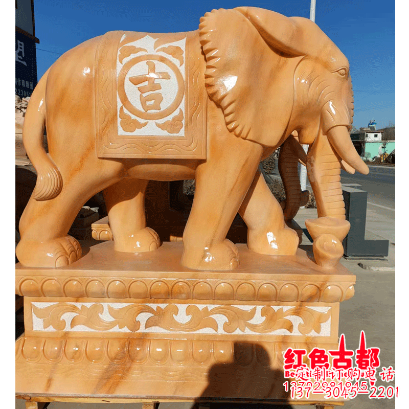 益阳大象头影背墙石雕