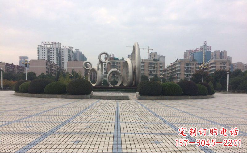 益阳中领雕塑不锈钢圆环雕塑