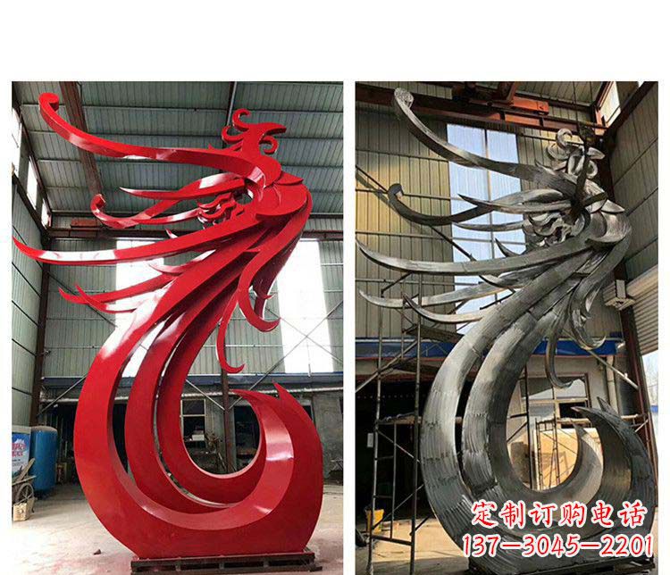 益阳优雅凤凰不锈钢摆件雕塑