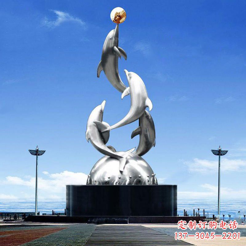 益阳引领潮流的不锈钢海豚雕塑