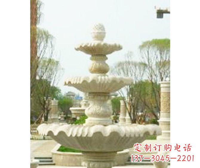 益阳圆润线条的精美喷泉石雕